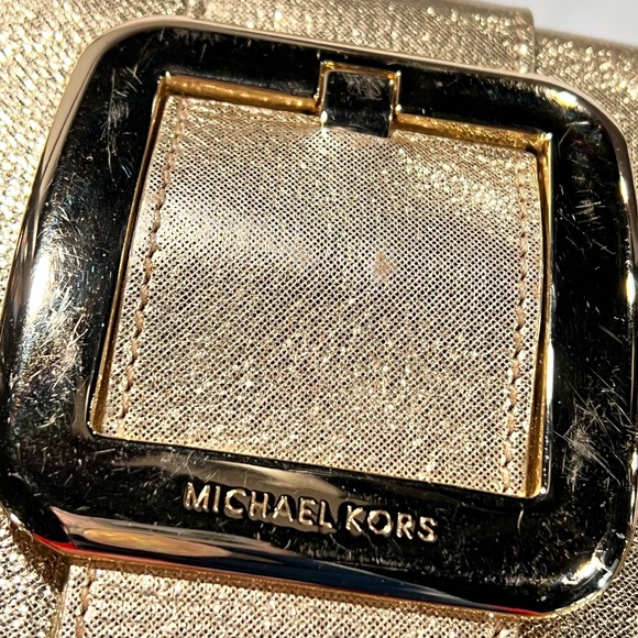 MICHAEL Michael Kors - Sutton Buckle Clutch in Metallic Gold Leather - Picture 10 of 13